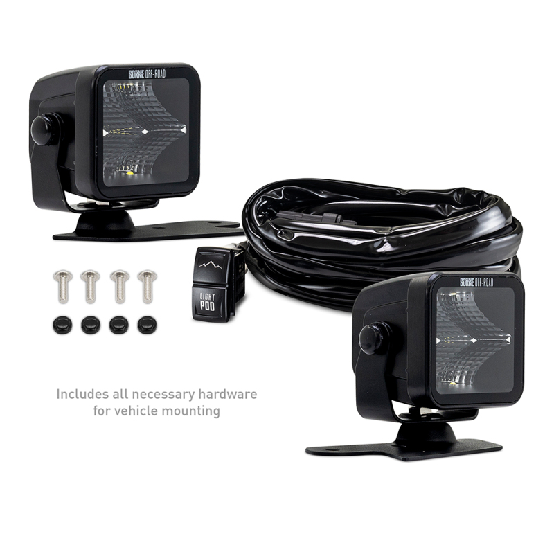 Ford Bronco Light Pods - Ditch - Borne Off-Road - 3x3 Flood (2pc) - `21-`27